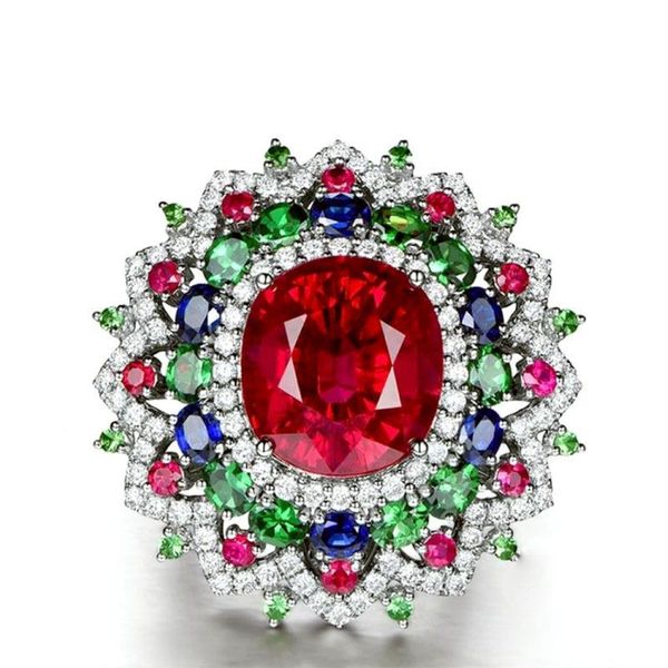 

exquisite mixed fancy crystal with flower women's ring wedding party engagement rings jewelry hand accessories size 6-10, Slivery;golden