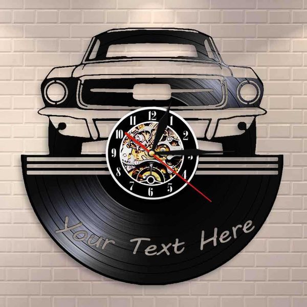 Auto Service Wall Art Garagem Relógio de Parede Seu Número Nome No relógio Seu relógio de parede personalizado Feito de disco de vinil 210930