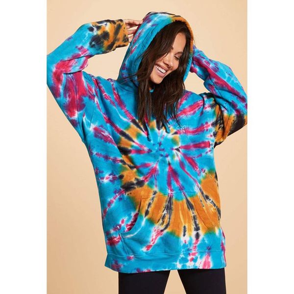 

women tie dye hoodie sweatshirts autumn long sleeve 2021 oversize ladies pullovers casual loose hooded streetwear women's hoodies &, Black