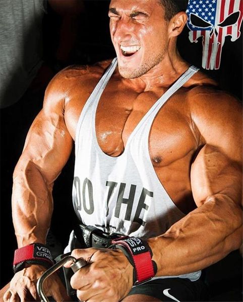 

brand casual fashion workout tank mens men print cotton training vest bodybuilding undershirt fitness sleeveless shirt, White;black