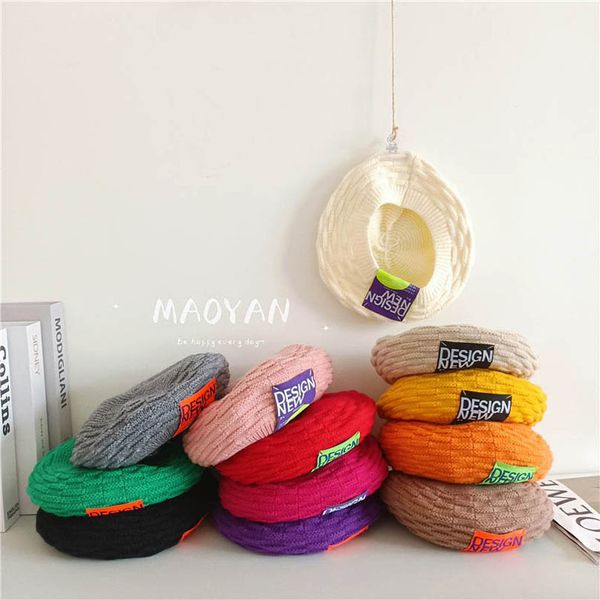 

baby caps kids hats girls beret children accessories autumn winter wool crochet knit hat hand knitted cap b7527, Yellow