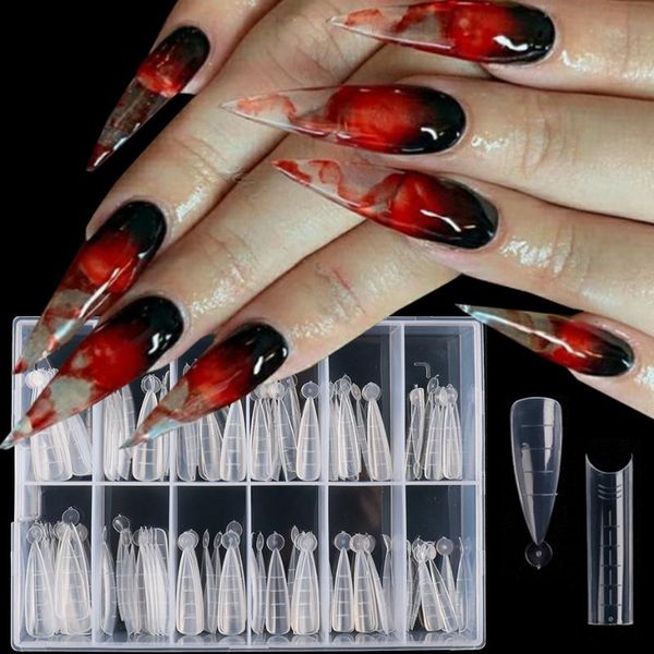 

120pcs quick building mold tips poly nails gel fingers extension forms nail art uv builder acrylic false fake tools tr1907, Red;gold