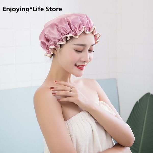 

shower caps household double-layer waterproof cap thickened female bath cute turban