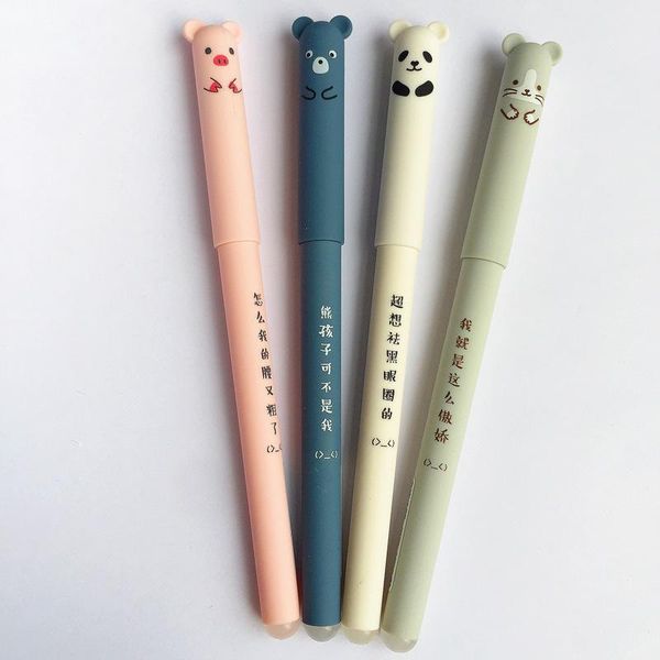 

gel pens 4 pcs/lot cute cartoon bear panda pink mouse erasable blue ink pen school office supply gift stationery papelaria escolar