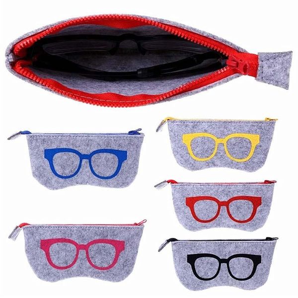 

portable zipper eye glasses box waterproof dustproof sunglasses protector case eyeglasses pouch felt eyewear accessories storage bags
