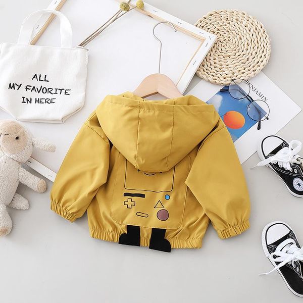 

spring autumn boys hooded jackets fashion baby windbreaker coats kids cartoon outerwear clothing outfits, Blue;gray