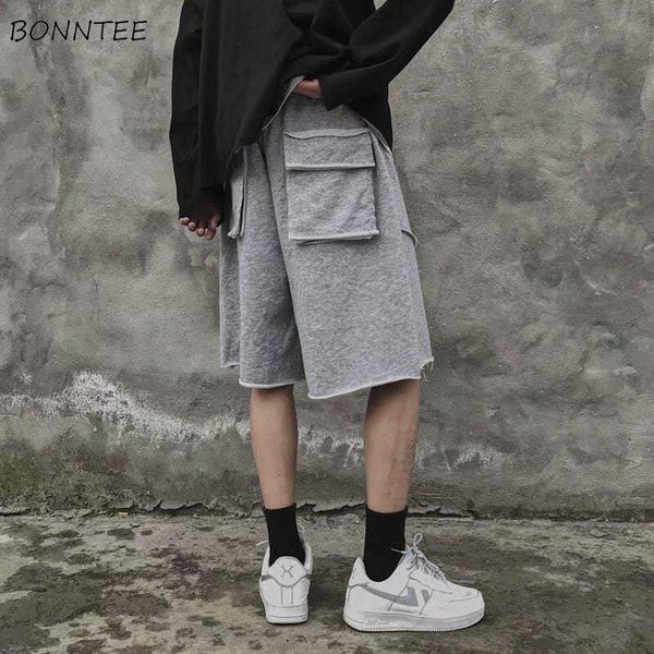 

men's shorts casual men solid simple elastic waist loose sports male straight vintage bf high street jogging trousers leisure hip hop, White;black