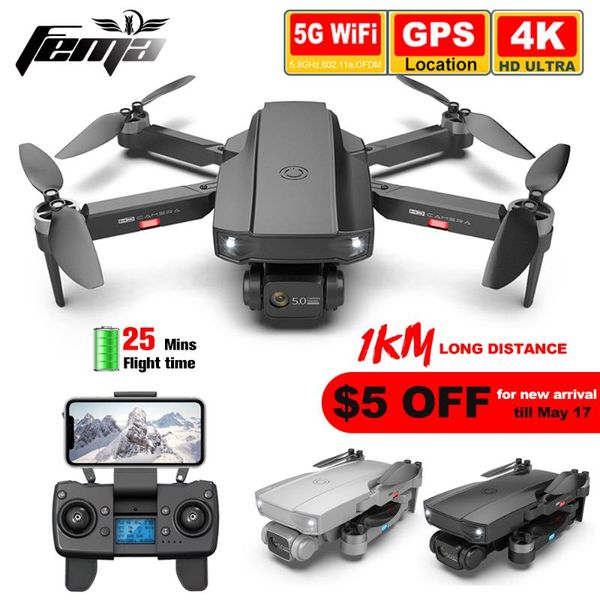 

est s1 25mins 1km long distance camera drone 6k hd recording 4k gps 5g fpv brushless foldable dron professional pk l900 drones