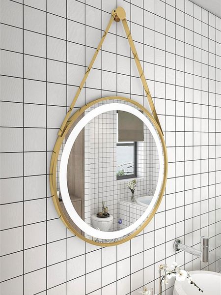 

mirrors round led bathroom mirror home decoration metal frame makeup 3 color adjustable wall decor espelho gift for girl