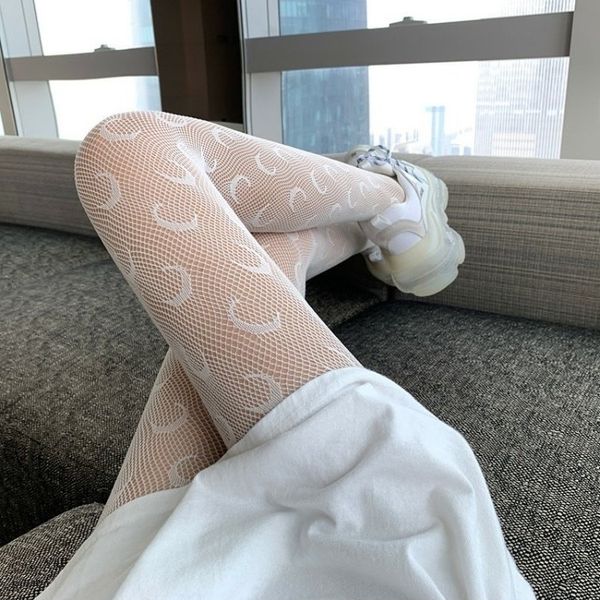 

net red moon double g fishing net sock's spring, summer and autumn thin black silk stockings pantyhose, Black;white