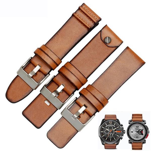 

watch bands genuine leather watchband 22mm 24mm 26mm for dz4318 dzt2002 dz7257 men strap italty bracelet, Black;brown
