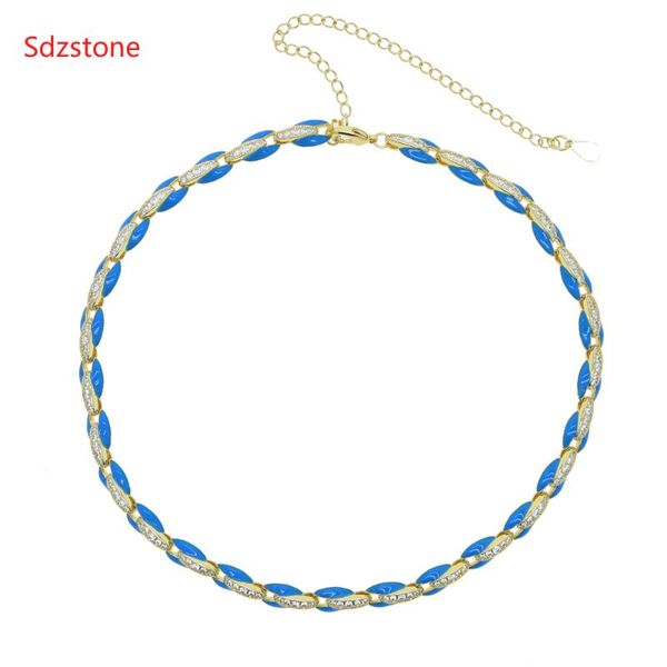 

chains enamel 7 color initial baguette necklace for women miami full stones beads chain charms neon jewelry choker girl, Silver