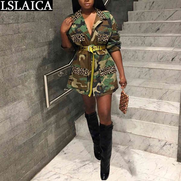 

shirt dress women fashion casual slim party dresses camouflage pocket turn down collar long sleeve vestiti donna 210520, Black;gray