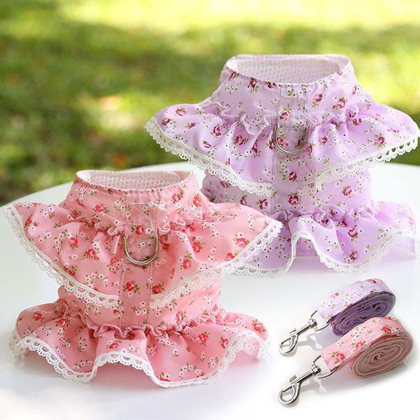 

dog collars & leashes cat collar personalized pet clothes chest strap traction small floral lace accessories items