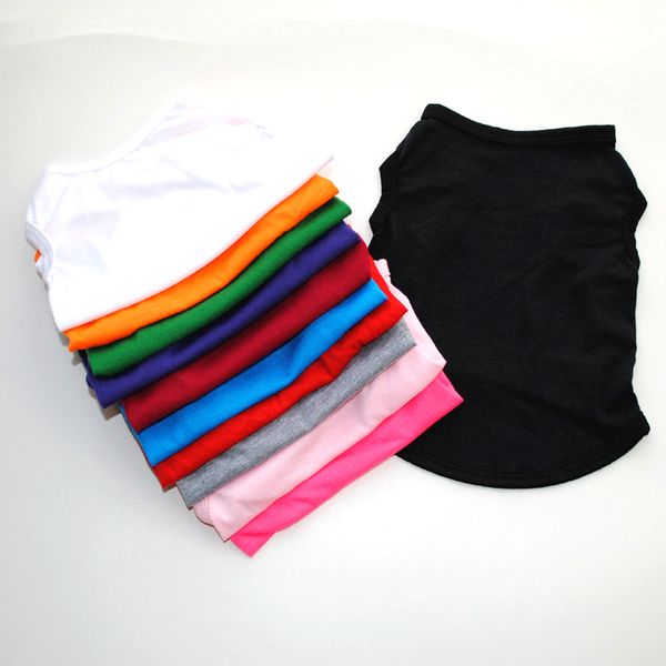 

12Colors Classic Solid Dog Apparel Dogs Clothe Plain T-Shirt Cotton Ventilation Spring Summer Vests Bulldog Chihuahua S, Multi