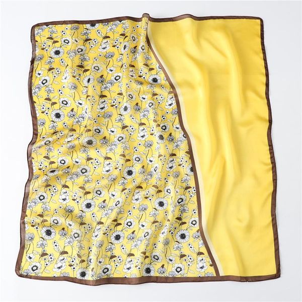 

silk square scarves for ladies foulard hair scarf tie small floral female bandana shawls and wraps women neckerchief, Blue;gray