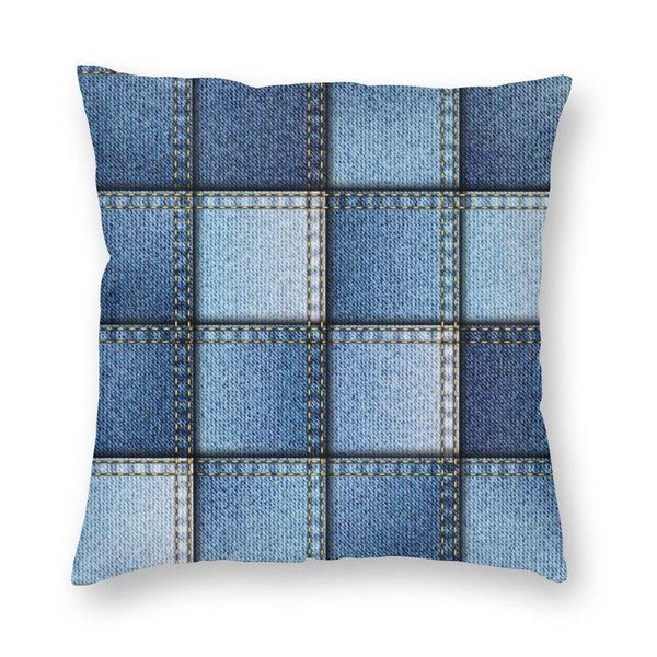 

cushion/decorative pillow patchwork of jeans fabric cushion cover 40x40 decoration print bule denim texture pattern throw case for living ro