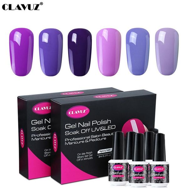 

nail art kits clavuz 6pcs/lot 8ml purple 48 colors gel polish set gelpolish lucky soak off gellak semi permanent varnish box diy kit