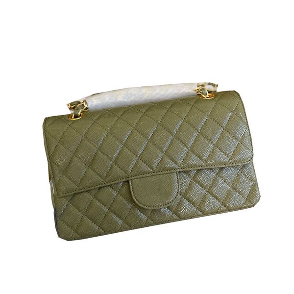 

designer classic rectangle cowhide flap bags caviar calfskin genuine leather gold metal hardware turn lock quilted crossbody shoulder handba