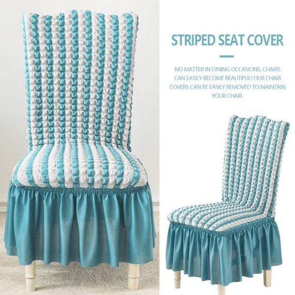 

chair covers seersucker cover for dining room banquet slipcover stretch skirt elastic wedding decoration