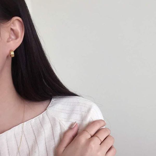 

stud 35mm stainless steel small hoop earrings for men women huggie, Golden;silver