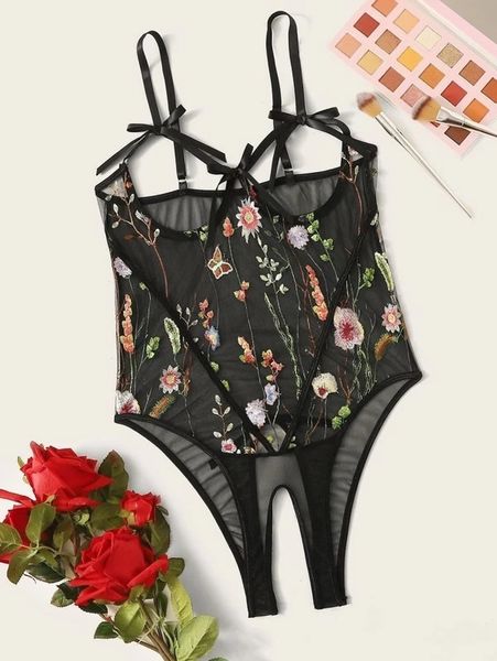 

style fun underwear open file printed bow tie pajamas, Red;black