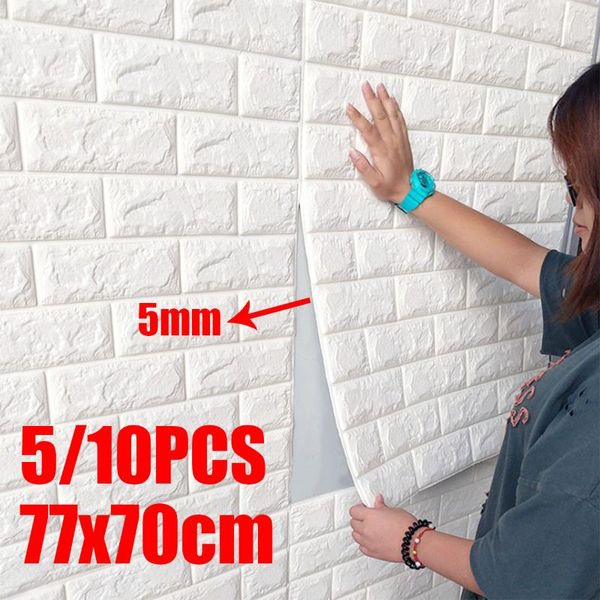 

wall stickers 70x77cm 5/10pcs 3d sticker brick bedroom decoration waterproof self adhesive wallpaper for living room kitchen tv backdrop