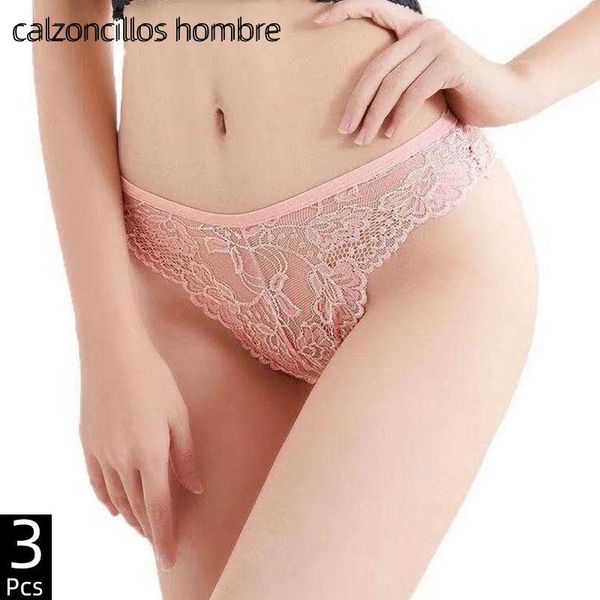 

women's panties 3pcs g-string lace underwear female lady underpants girls briefs panty bragas lingerie woman thong set, Black;pink