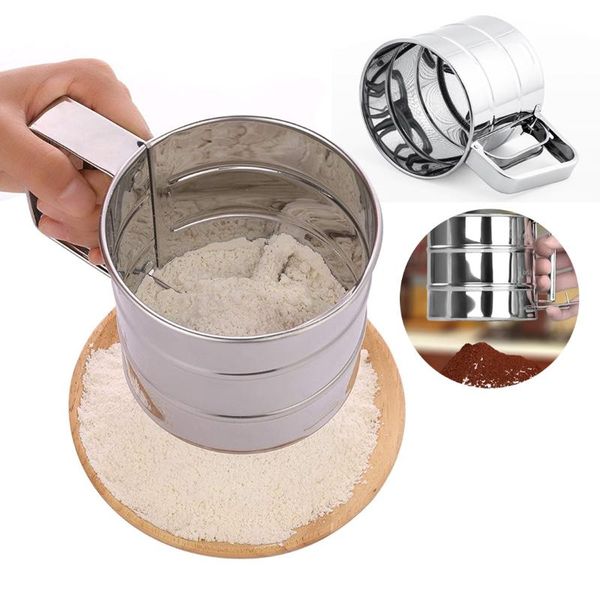 

stainless steel mesh flour sifter mechanical baking icing sugar shaker sieve cup shape bakeware pastry tools &