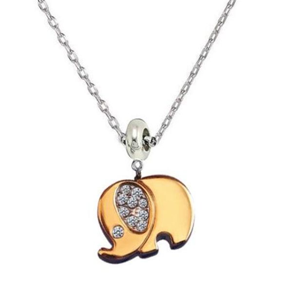 Collane con ciondolo Collana vintage in cristallo animale con elefante tailandese Catena in metallo color argento per regali di gioielli in acciaio inossidabile da donna