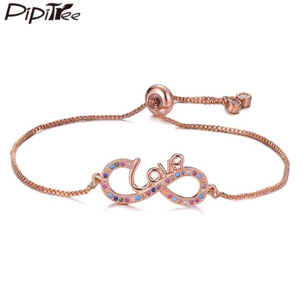 

charm bracelets pipitree love infinity bracelet lovers couple jewelry slider chain cubic zirconia for women bridal wedding, Golden;silver