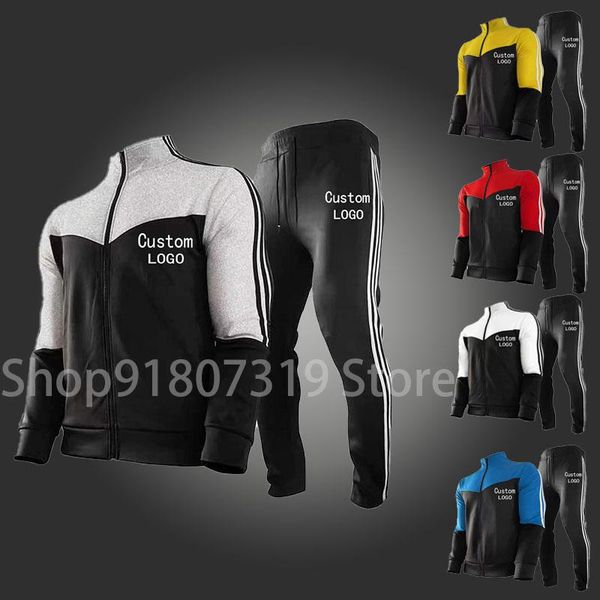 

men's tracksuits men sportswear spring autumn tracksuit 2 piece sets sports suit jacket+pant sweatsuit male fashion clothing custom log, Gray