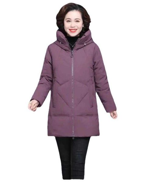 

middle aged and old women's cotton padded clothes, slim down medium length 2021 et,, Black