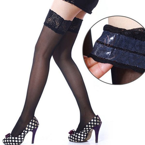 

new fishnet stocking pantyhose silicone hollow elastic stockings for women lace high thigh tights transparent, Black;white