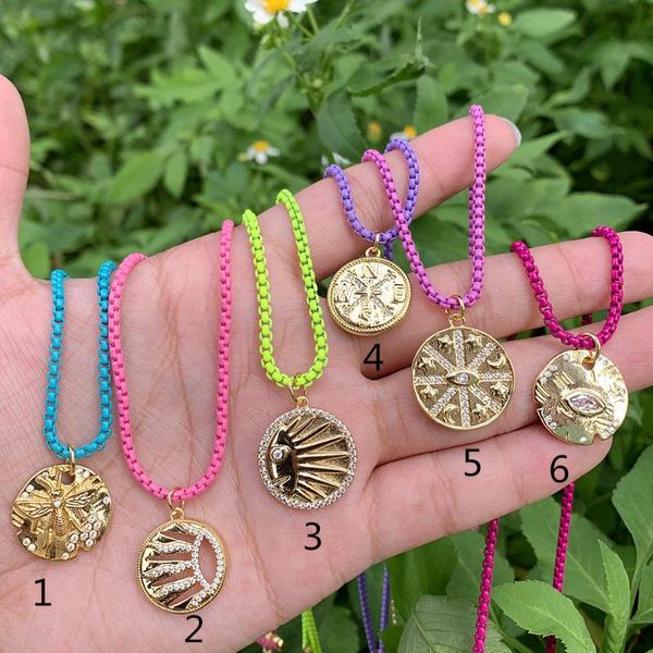 

pendant necklaces turkish jewelry gold plated christmas gift female evil eyes colorful necklace, Silver