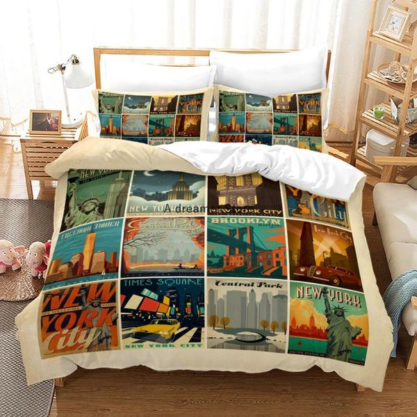 

bedding sets architecture tourist attraction set city duvet cover fashion quilt with pillowcases  size 3 piece decor home