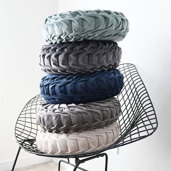 

cushion/decorative pillow christmas fashion super european luxury velvet throw cushion round fabric handmade pleated wheel pumpkin seat