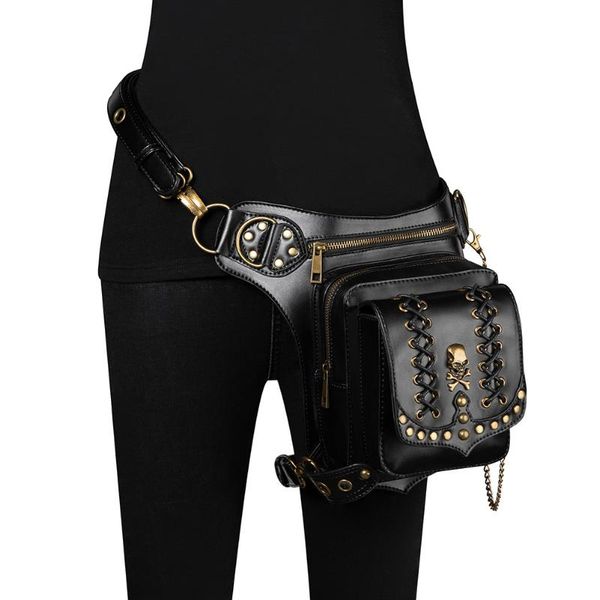 

waist bags black pu leather multifunction men travel shoulder crossbody messenger bag hook belt pack drop leg phone casel