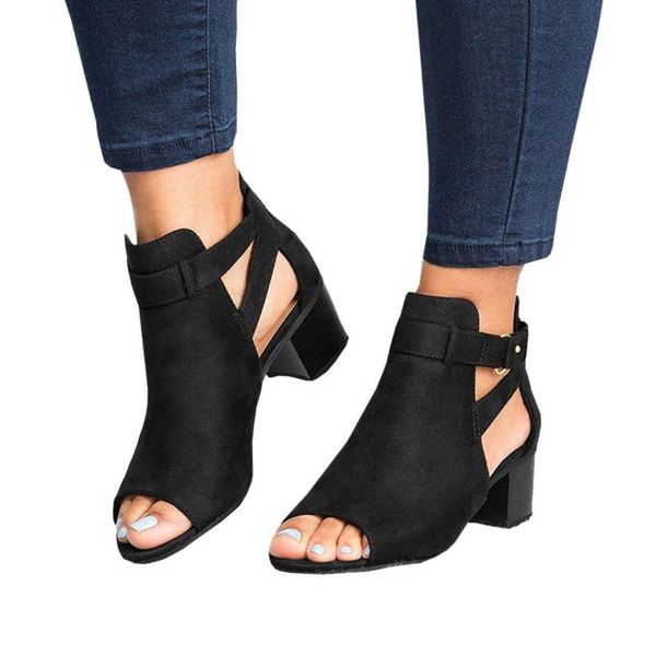 

sandals spring summer ladies women fashion fish mouth hollow out shoes, Black