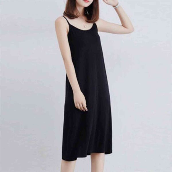 

plus size casual summer solid women sleepwear color loose sleeveless camisole underdress, Black;red
