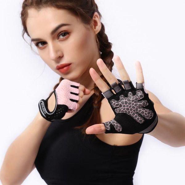 

sports gloves fitness thin section yoga dumbbell weight training silicone non-slip half finger, Black