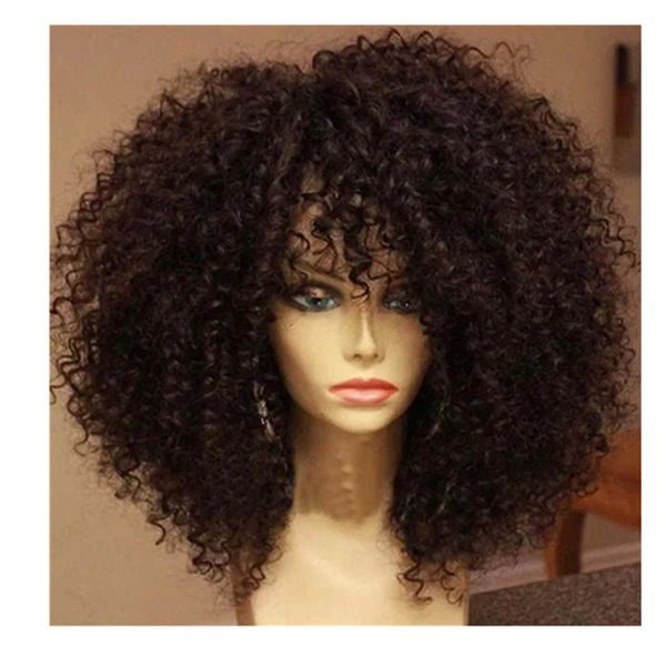 Parrucche piene Afro Perruque Naturelle Marley 4c Ricciolo Corto Pre pizzicato Tessuto riccio Parrucche anteriori in pizzo crespo per capelli umani densità 180%