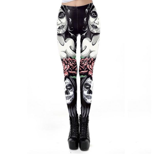 

women's leggings [you're my secret] grey the dead girl rose for women gothic autumn style club leggins ankle pant, Black