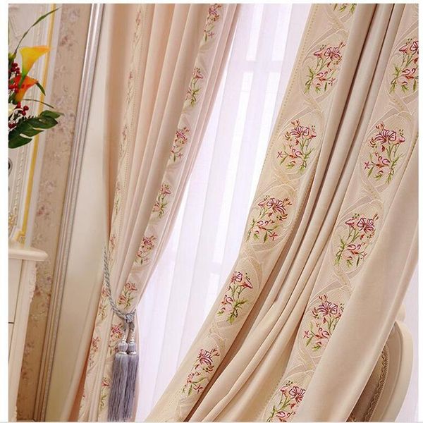 

curtain & drapes european-style pink curtains for living room bedroom high-end embroidery lace flower jacquard velvet shading flannel