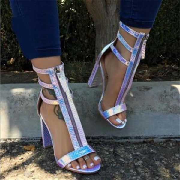 

women sandals pu slip on 11.5cm square heel high heels round toe shallow shoes sandalias mujer 2021 size 35-42 multicolor, Black