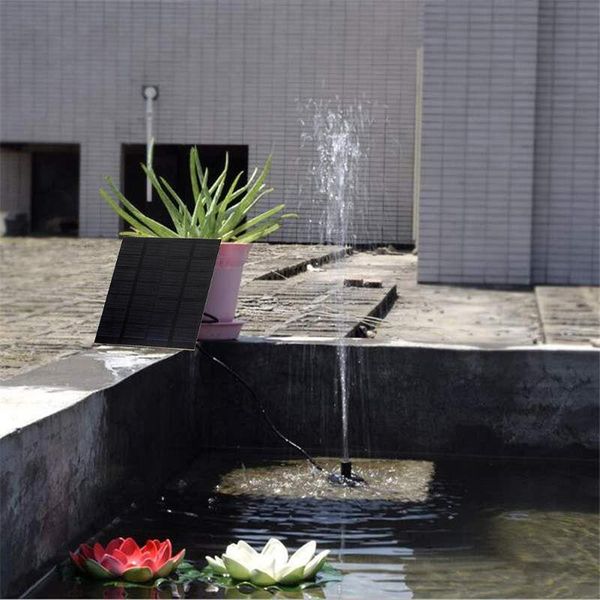 

solar panel powered fountain pump pond garden pool aquarium water feature 1.2w/7v with nozzles sprinkler black decorations
