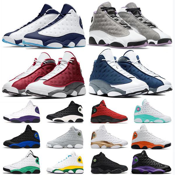 

13 13s basketball shoes men jumpman houndstooth obsidian red flint court purple del sol hyper royal mens trainers sports sneakers size 36-47, White;red