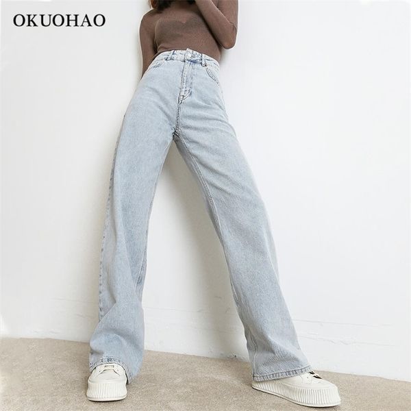 

woman jeans fashion straight pants high waist casual mom baggy jean female full length loose denim boyfriend trouser 210730, Blue