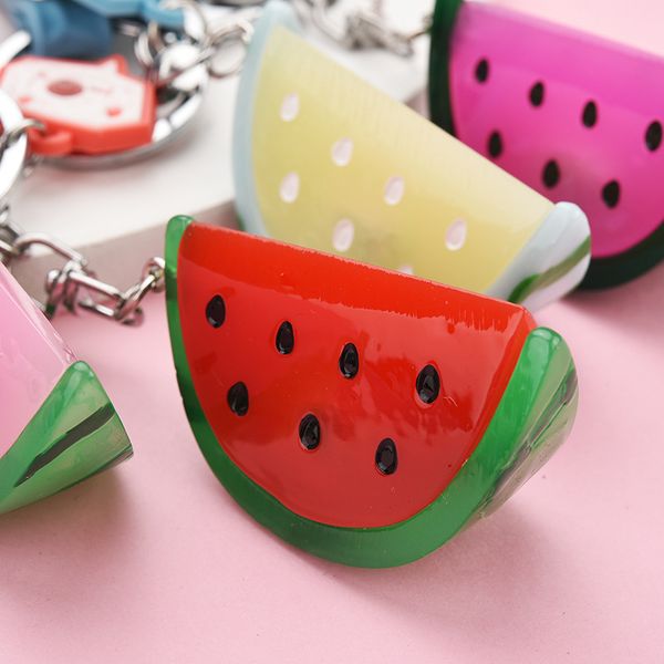 

fashion simulation fruit watermelon keychain women couple bag pendant keyring luminous fruit car key chain giftdio chan contact, Silver