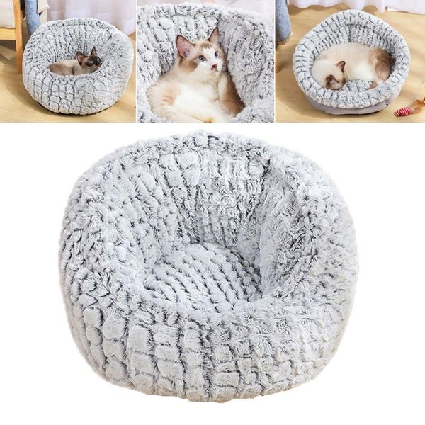

pet cat bed puppy kitten dog cuddler plush washable warming round comfortable indoor adjustable anti slip mascotas beds & furniture